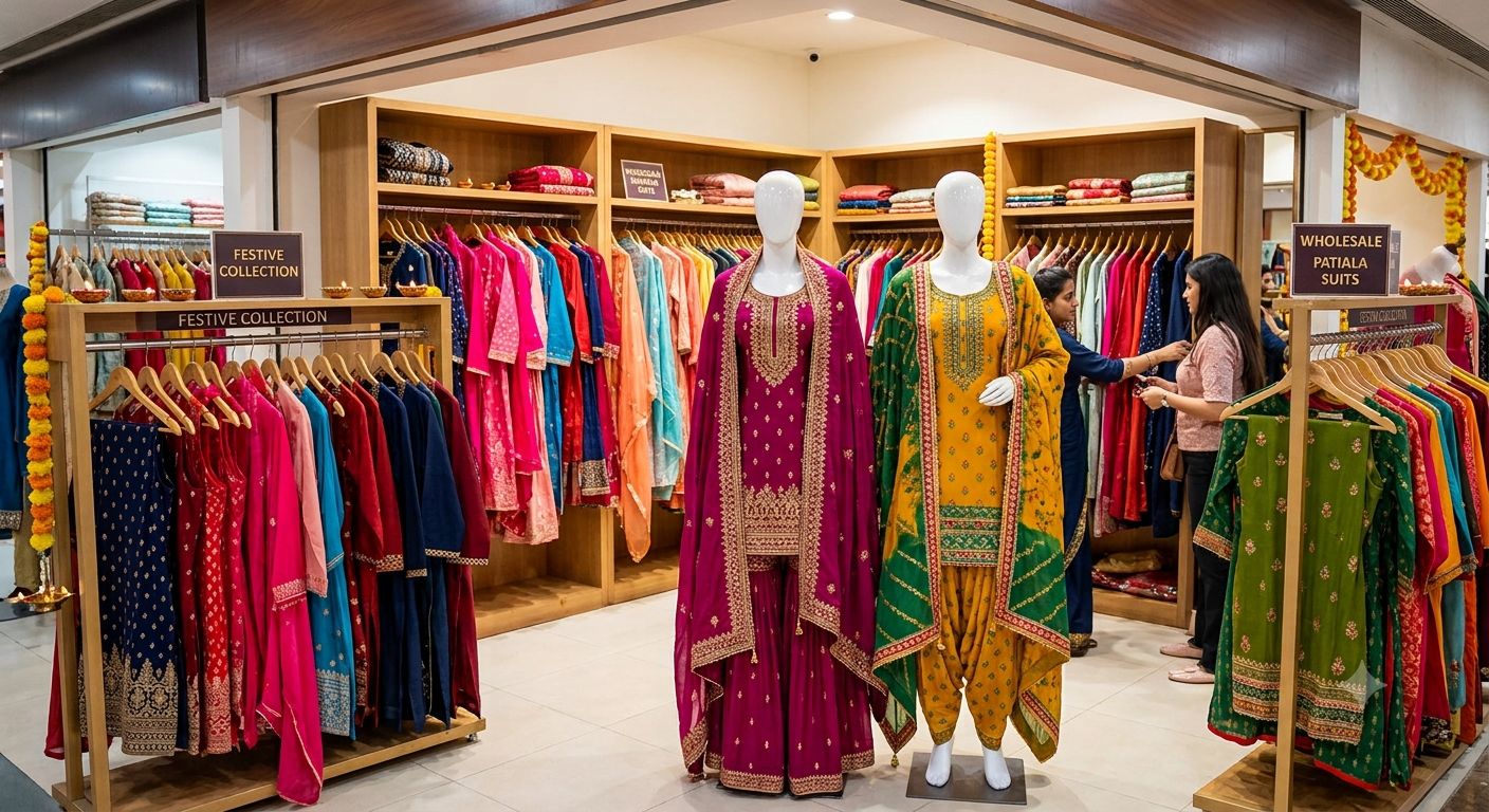 How to Build a Festive Collection with Wholesale Sharara Suits and Patiala Suits